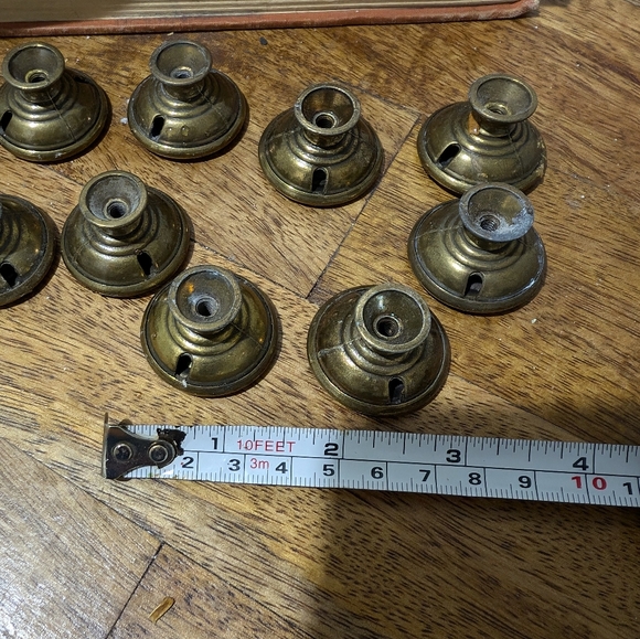 VTG Lot of 12 Bullseye Drawer Knobs Brass Cupboard Dresser Pulls - Picture 5 of 5